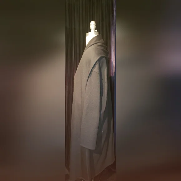 Vtg. Donna Karan 100% pure double sided wool knit shoulder pads cardigan coat L - Picture 11 of 16